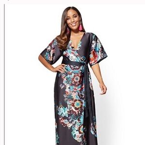 New York & Company Floral Maxi Dress - Black and Multicolor